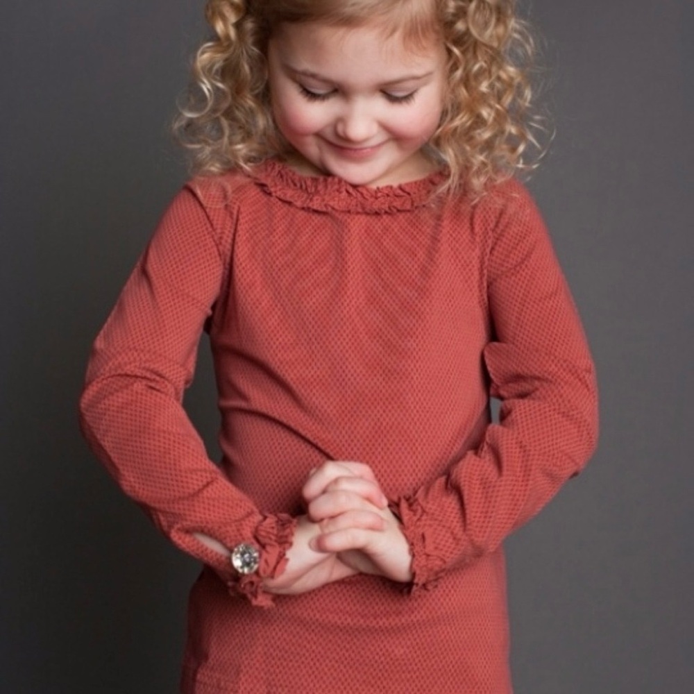 Matilda Jane You & Me Cinnamon Tee Dotted Long Sleeve Ruffle Size 8